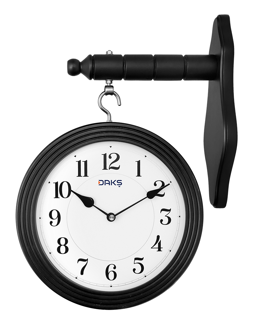 Double-Sided Wooden Wall Clock – Round Design with Dome Glass