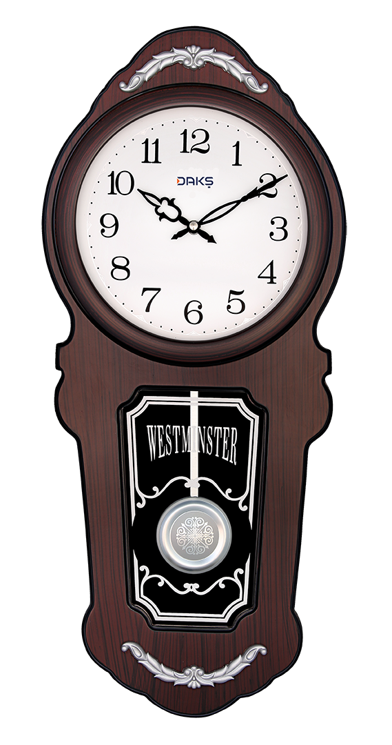 Vertical Wooden Designer Wall Clock – with Pendulum, Musical Chimes & Night Shut-Off