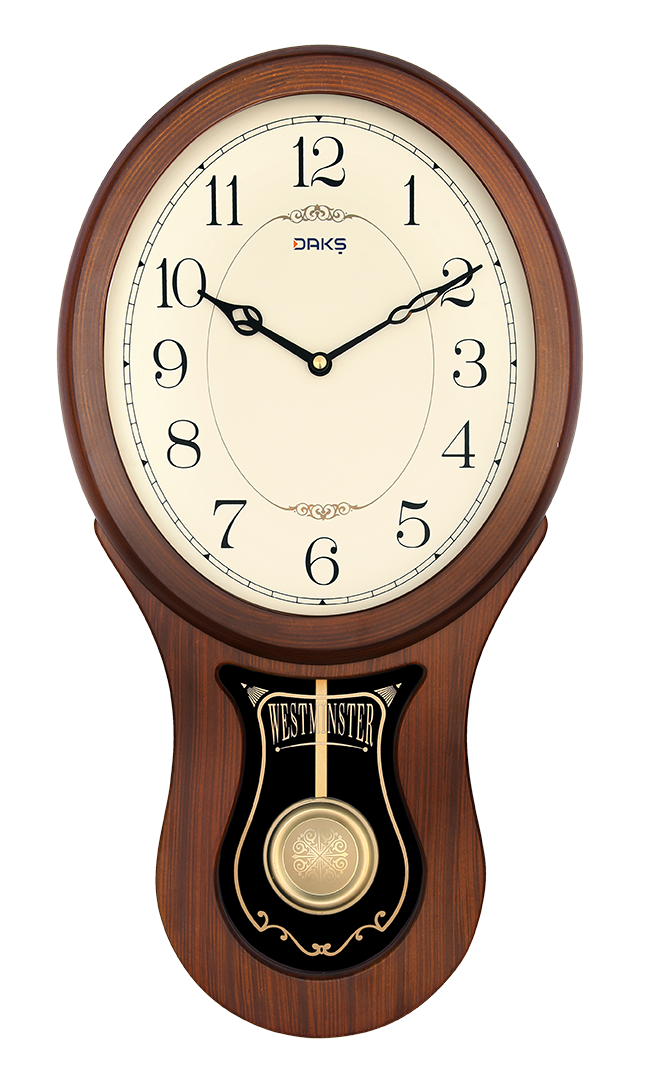 Vertical Wooden Designer Wall Clock – with Pendulum, Musical Chimes & Night Shut-Off