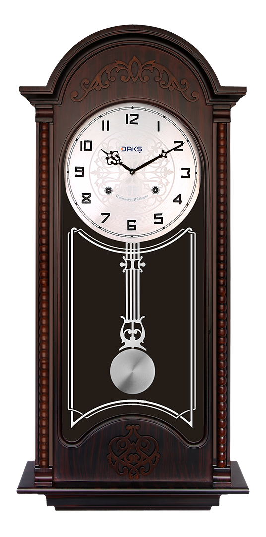 Vertical Wooden Designer Wall Clock – with Pendulum, Musical Chimes & Night Shut-Off