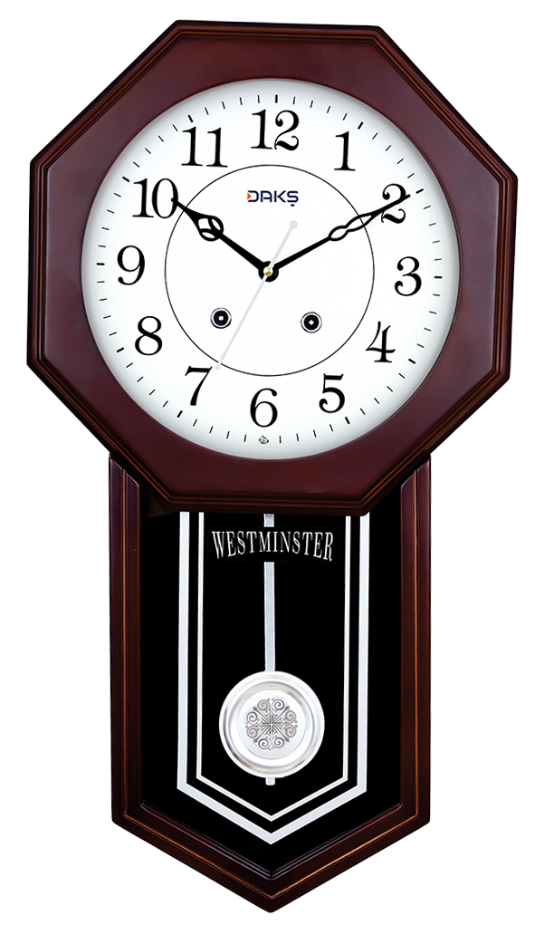 Vertical Wooden Designer Wall Clock – with Pendulum, Musical Chimes & Night Shut-Off