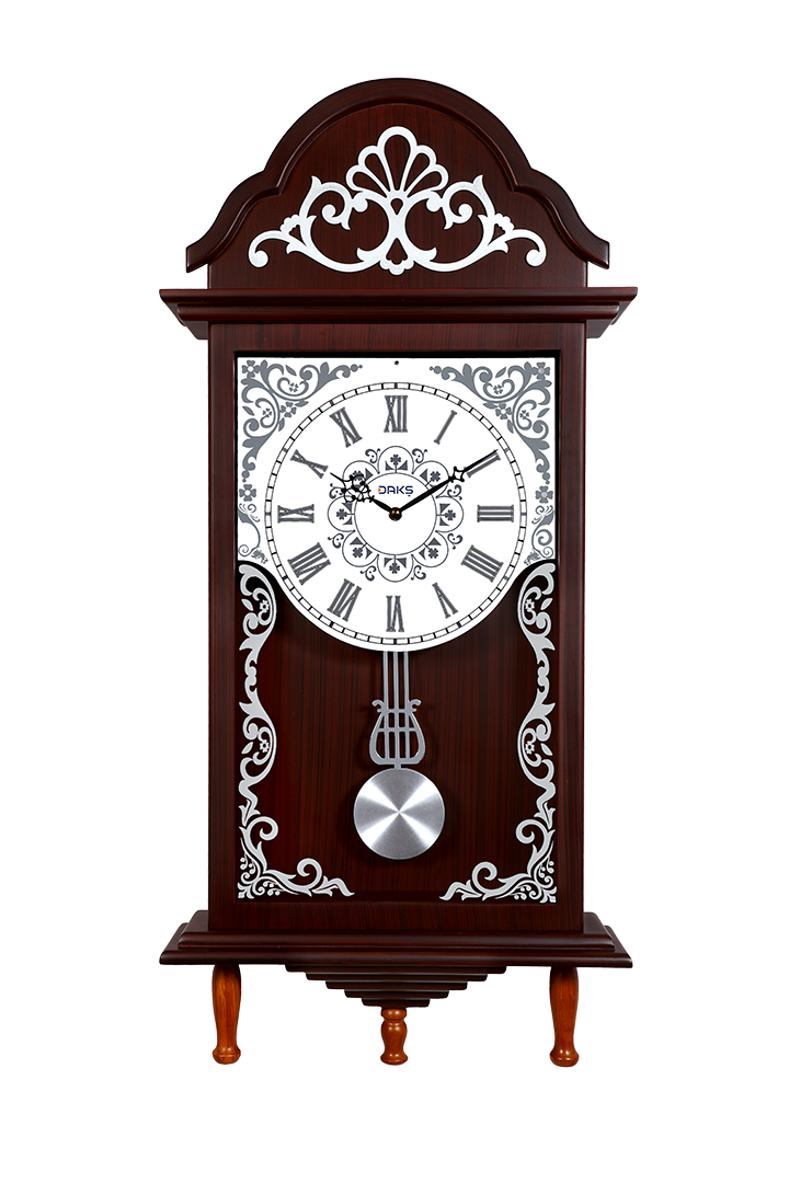 Vertical Wooden Designer Wall Clock – with Pendulum, Musical Chimes & Night Shut-Off